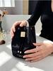 Givenchy Black Drawstring Cosmetic Bag, Portable Bucket‑Shaped Makeup Pouch, Travel Storage Toiletry Bag for Women Daily Use