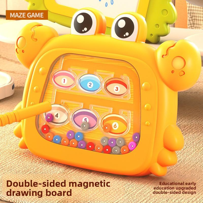 2 In 1 Kids Magnetic Beads Doodle Board with Puzzle Pen Drawing Toys for Children 3-8 Years Montessori Game Education Gift