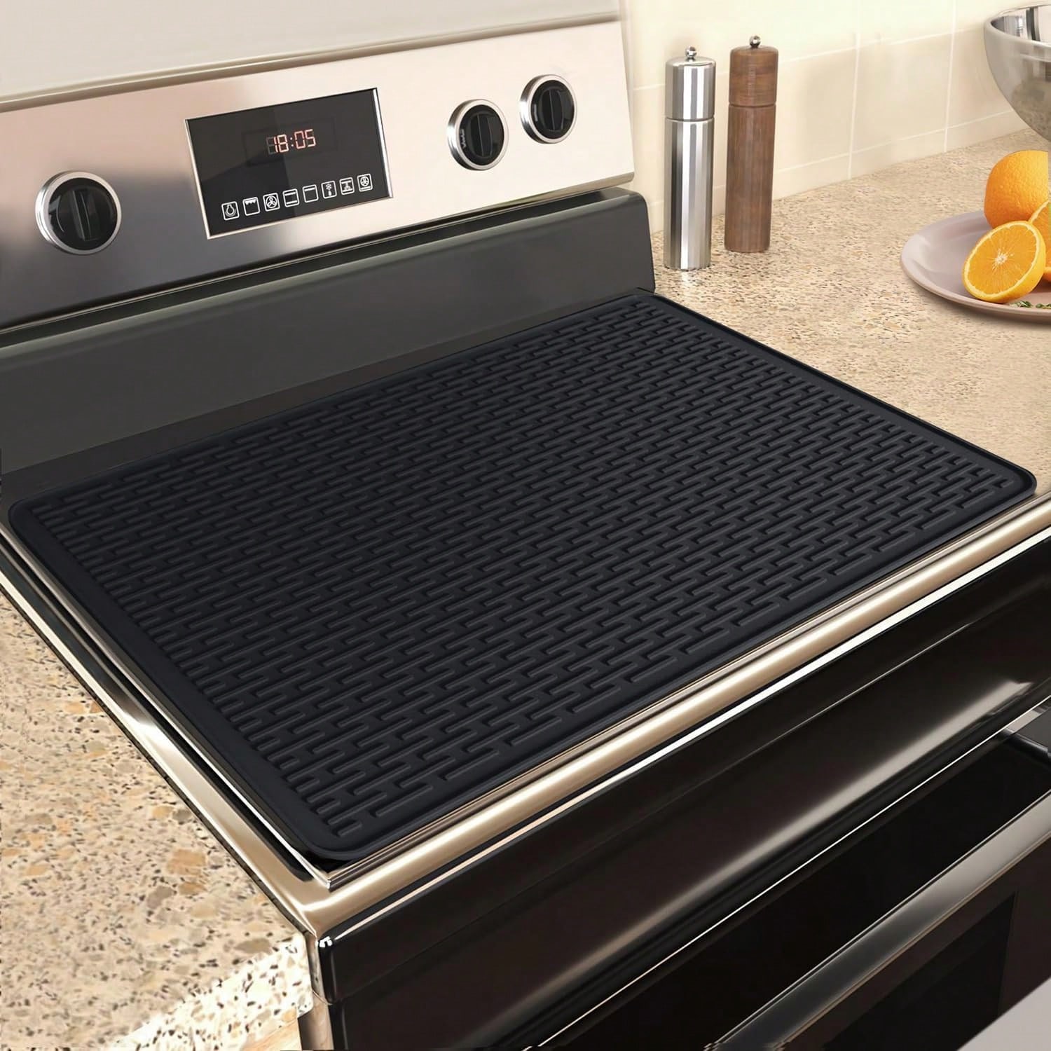 

1pc Silicone Stove Top Covers - Heat Resistant, Non-Slip, Easy Clean - For Electric Stove, Glass Top Stove - Kitchen Accessories чорний