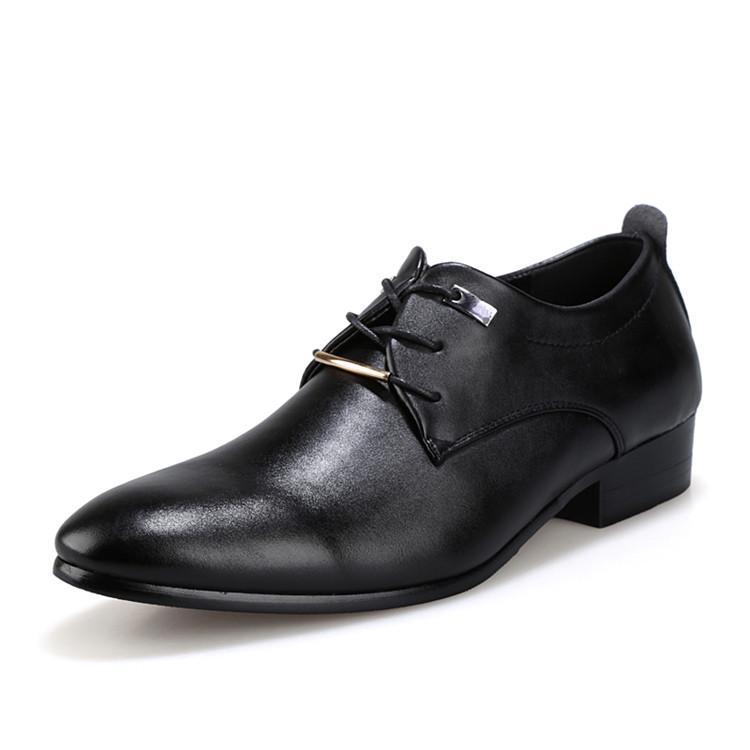 Hot 2024 Men Business Formal Dress Shoes Oxford Men PU Leather Shoes Lace-Up Pointed Toe British Style Men Shoes Brown Black