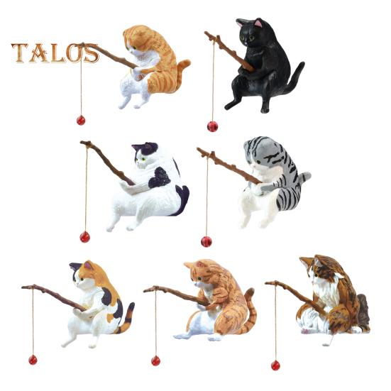 Fishing Cat Figurine Resin Cartoon Kitten Statue Animal Sculpture Home Office Desktop Aquarium Fish Tank Decoration Ornament