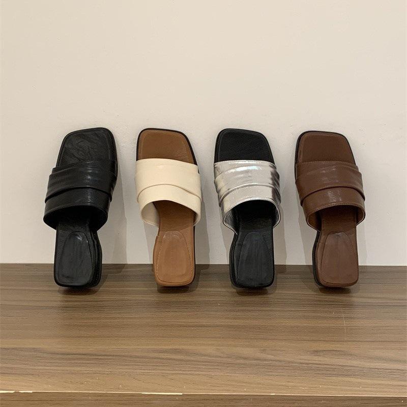 Slope heel platform one-word slippers linen sandals women's shoes summer beach shoes cool slippers casual women's shoes outer wear