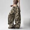 Amerikanska Retro Kamouflage Vida Byxor Dam Lös Chic Klädsel Casual Overaller Elastisk Dragskoband Midja Casual Byxor, Streetwear Byxor