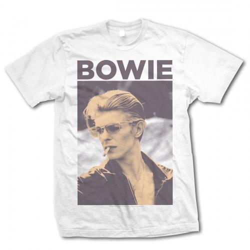 

26 David Bowie T Shirt Smoking Official White Mens Tee NEW Classic Rock Unisex Unisex T-Shirt M