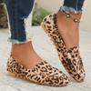 Women's Leopard Print Slip-On Flats - Lightweight Fabric Upper Durable PU Sole Round Toe Comfort for All-Season Casual Wear Animal Print Fashion Shoes