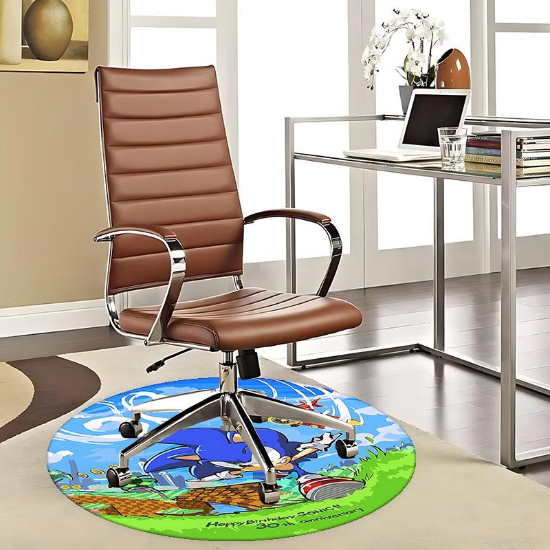 

1pc Sonic the Hedgehog 30th Anniversary Round Carpet - Anime Cartoon Design, Non-Slip Chair Mat for Office, Home Decor, Living Room, Bedroom, Game Roo 80cm by 80cm