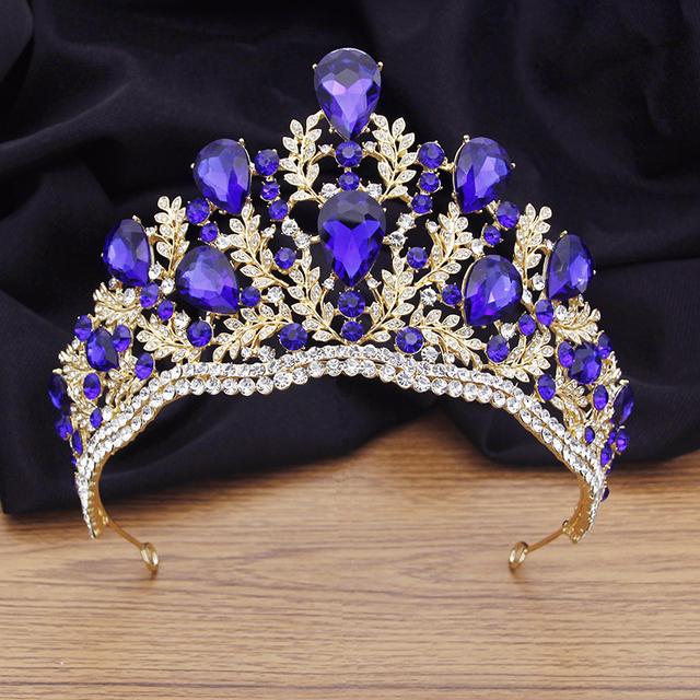 Quality Pageant Crown Headdress Royal Queen Large Water Drop Crystal Tiaras Diadem Bridal Wedding Hair Jewelry Bride Accessories