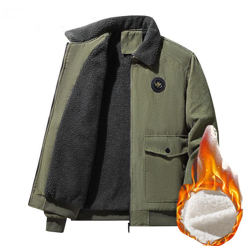 Herrars Nya Höst- och Vinter Casual Fleece Varm Plus Sammet Kavaj Utomhus Lös Casual Jacka För Män