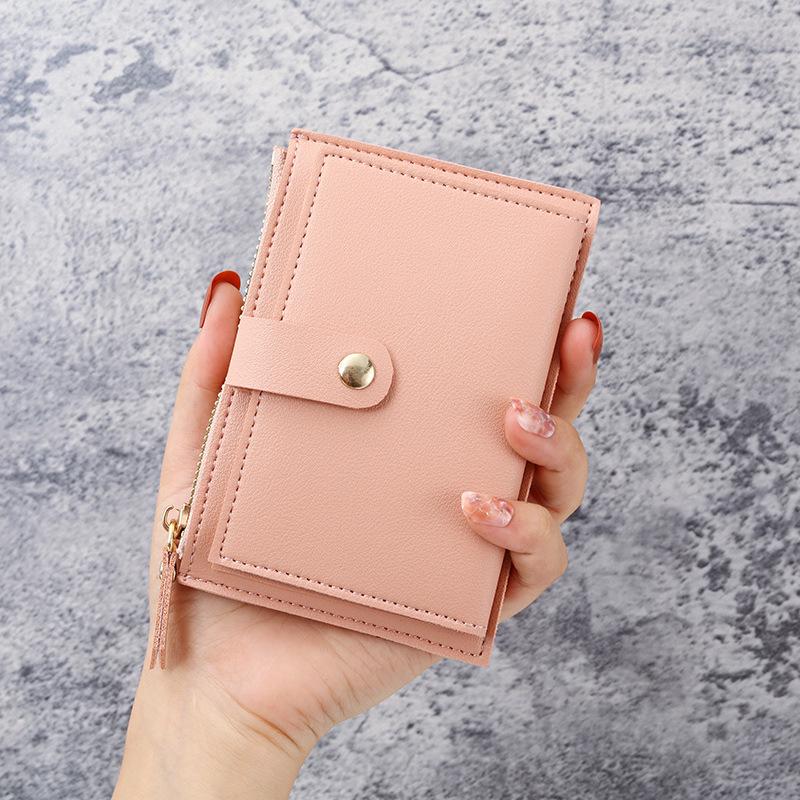 Women's Candy Color Ultra-Thin Zipper Card and Coin Holder