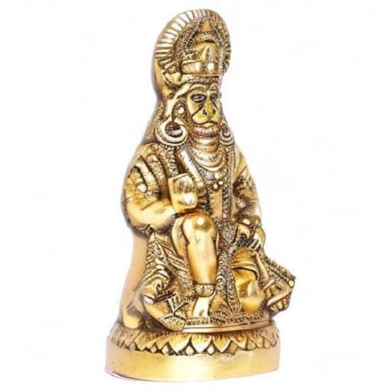 Dárky Soška Hanumána sedící v kovu Idol Hanumána Bajrangbali Murti Dárkový předmět Dekorativní výstavní kousek, Vícebarevný, 1 kus
