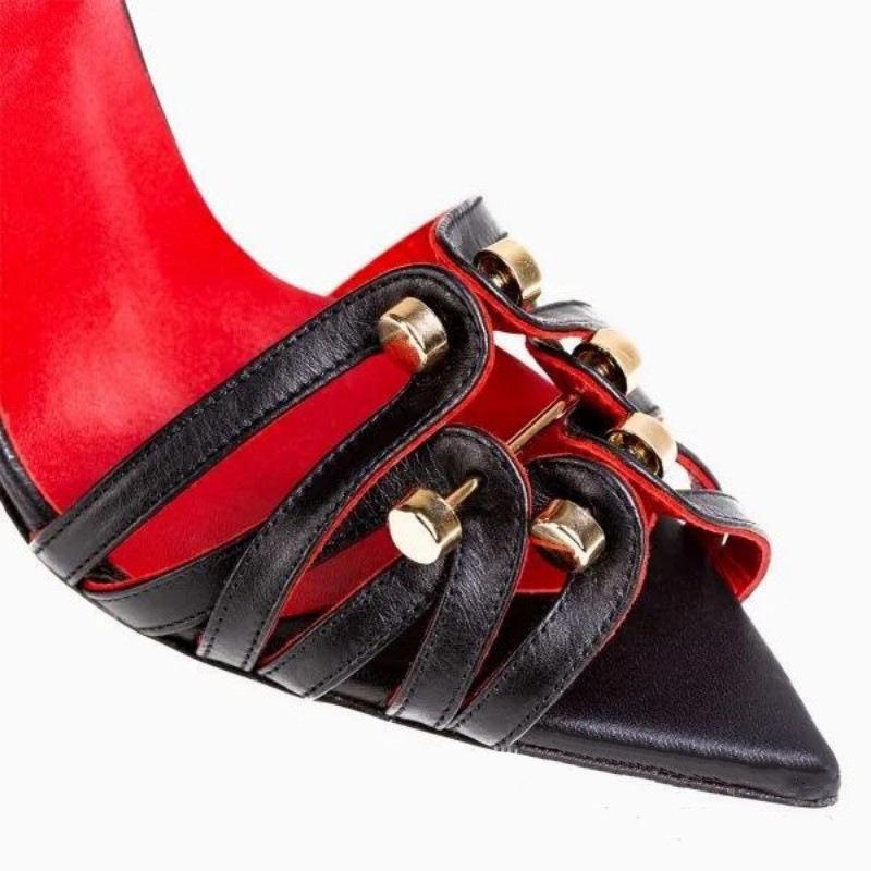 Fashion Roman Strap Slim High Heels Fashion Sandals 2024 New Women's Summer Sexy Pointed Metal Buckle Runway High Heel Sizes 35-45