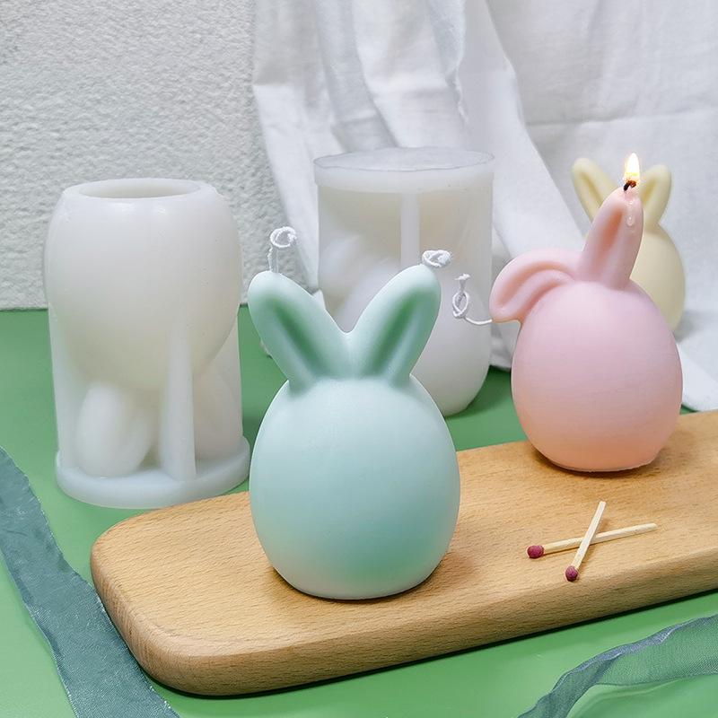3D Eggshell Rabbit Silicone Candle Mold Creative Easter Animal Aromatherapy Plaster Resin Handmade Soap Chocolate Baking Tools