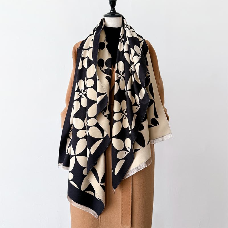 

Luxury Design Winter Two-Sided Cashmere Jacquard Scarves High Quality Women Thicken Wrap Shawl Ladies Wool Pashmina Scarf
