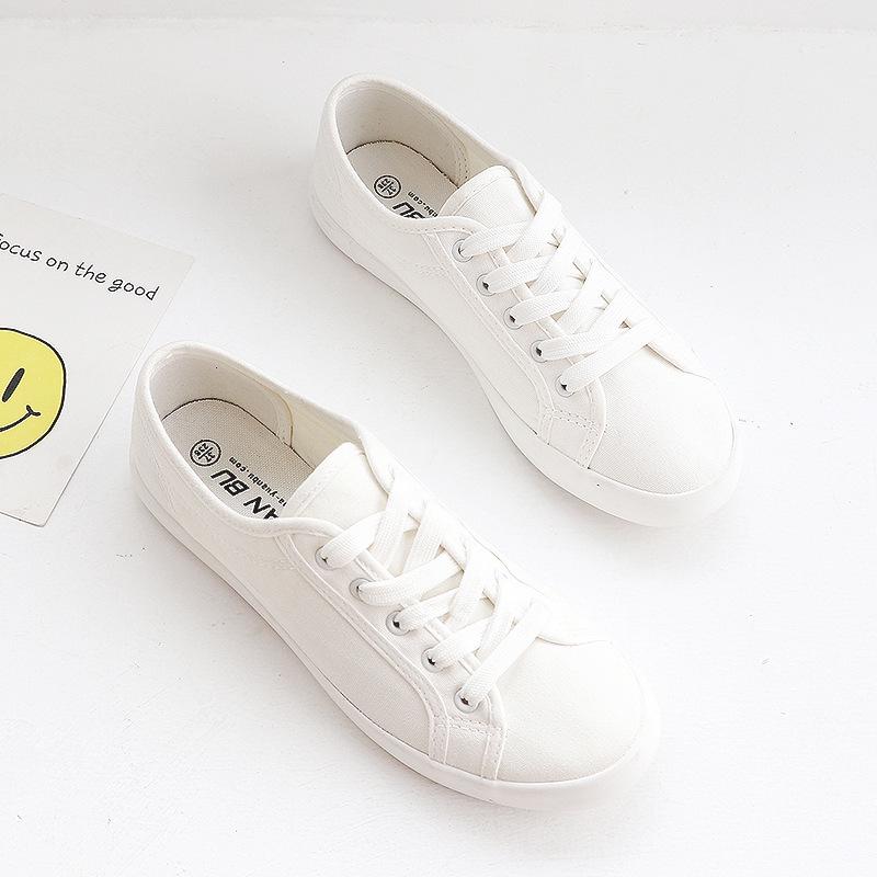 Yuanbu C030 Low-Top Breathable White Canvas Sneakers - Unisex Casual Lace-Up Shoes