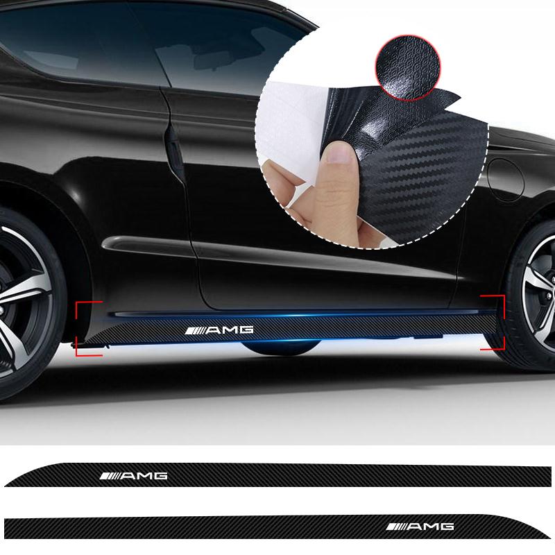 2pc Car Door Side Skirt Car Body Decal Carbon Fiber Stickers Caps For Mercedes Benz C200 C230 C240 C250 C280 C300 C320 C350 C400 CJ7