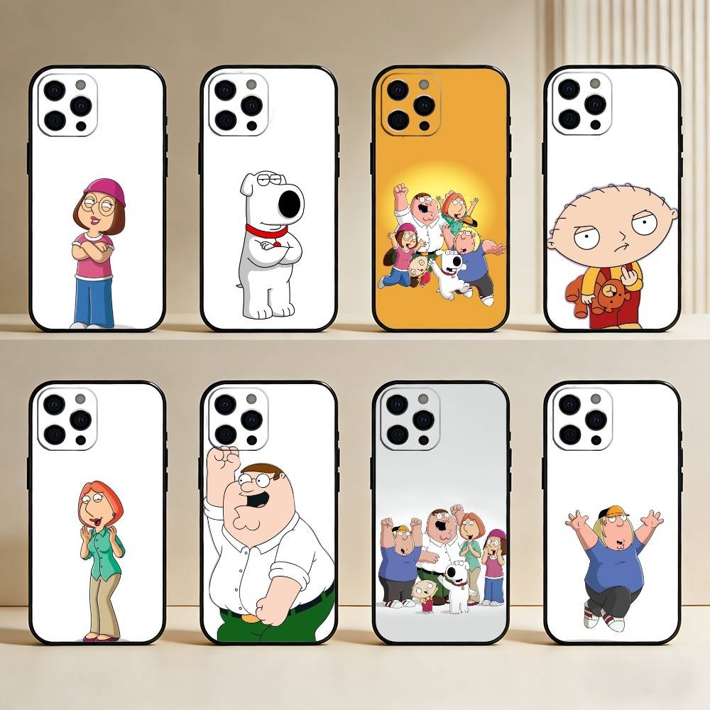 F-Family G-Guy Phone Case For iPhone17,16,15,14,13,12 Plus,Max Soft Silicone Black Cover