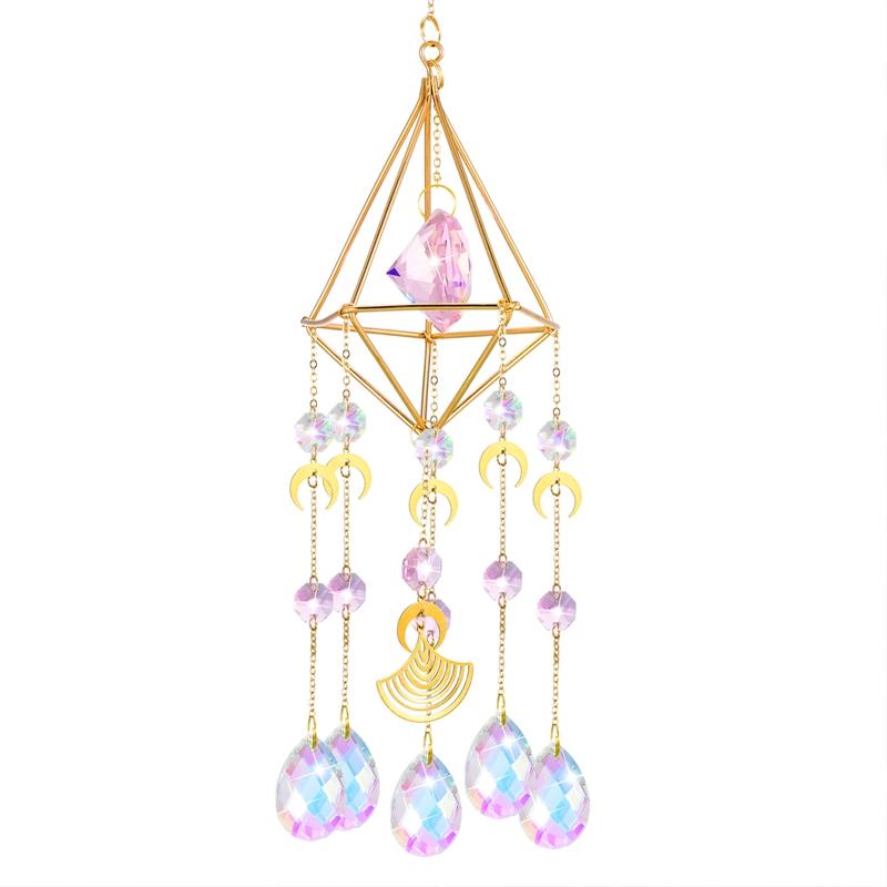 

Кристаллический колокольчик ветра предотвращает облачность и потускнение, отражает различные световые эффекты, натуральный лунный ловец снов, украшение в виде ветряного колокольчика