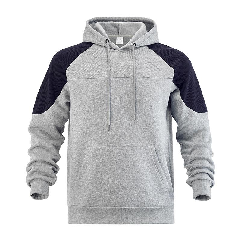 Autumn/Winter New Trend Loose Patchwork Color Block Raglan Sleeve Hooded Sweatshirt Men's Casual Pullover Outerwear