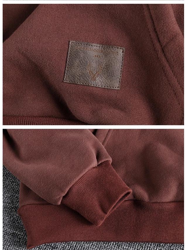 500g Heavyweight Half-Zip Men's Hooded Sweatshirt - Vintage Japanese-Style Trendy Youth Top