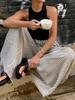 Women Black and White Vertical Stripe High Waist Wide Leg Pants