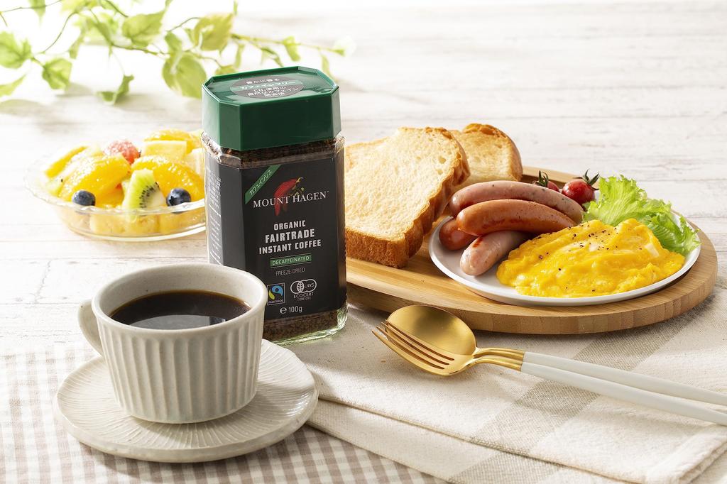 Mount Hagen Fairtrade Decaffeinated Instant Coffee 100g - Natural Decaffeination Process Preserves Flavor and Reduces Caffeine by 99.7%