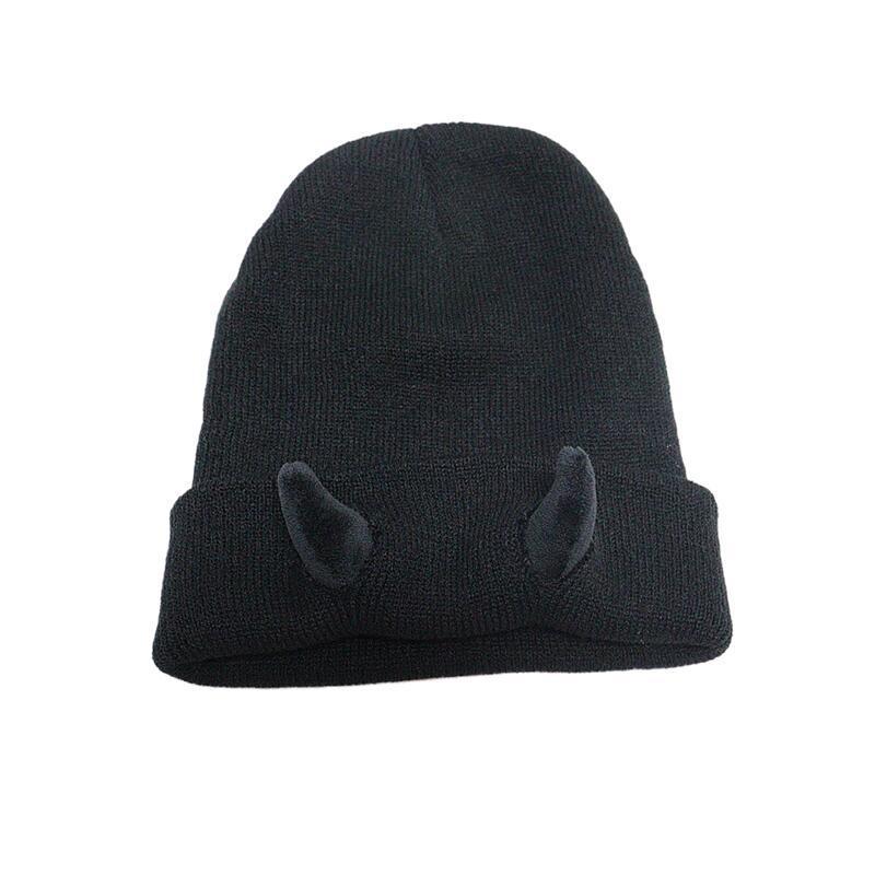 Devil Horn Knitted Wool Hat: Warm, Funny Hip Hop Style for Autumn, Winter & Halloween Extra Stretch
