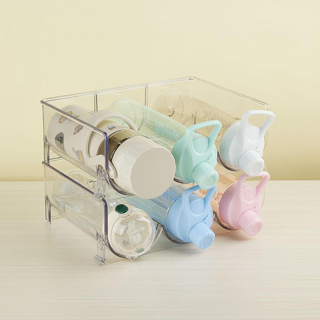 Food-Grade PET Transparent Organizer for Beverage Bottles and Red Wine - Desktop Storage Rack