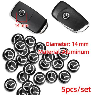 14mm 5/10pcs Car Remote Control Key Car Logo Sticker For Mazda 2 3 5 M5 Ms CX-4 CX-5 CX6 M3 M6 MX3 MX5 Rx8 Car Accessories