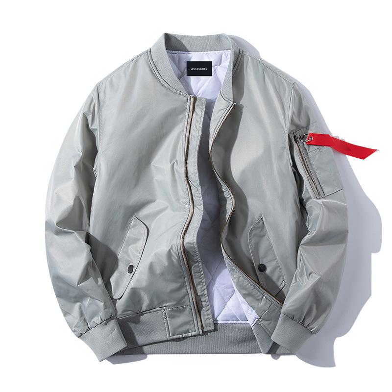 

Men s Plus Size Cotton Stand-Up Collar Bomber Jacket - Trendy Autumn/Winter Sportswear 6XL серый