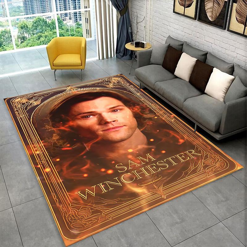 SPN Supernatural Dean Sam TV Teppich für Spielzimmer Schlafzimmer Wohnzimmer Sofa Heimdekoration, Kinderteppich rutschfeste Fußmatte Geschenk