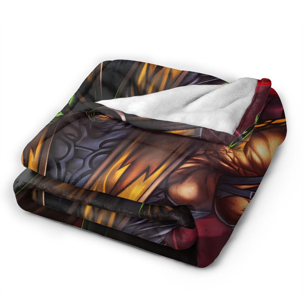 Mortal Kombat II Flannel Blanket Vintage Game Warm Bedding Throws for Living Room Camping Print Bedspread Sofa Bed Cover