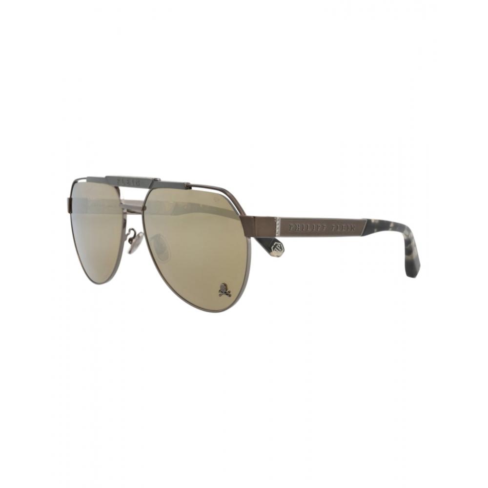 Philipp Plein Aviator Frame Acetate Sunglasses Gunmetal Brown