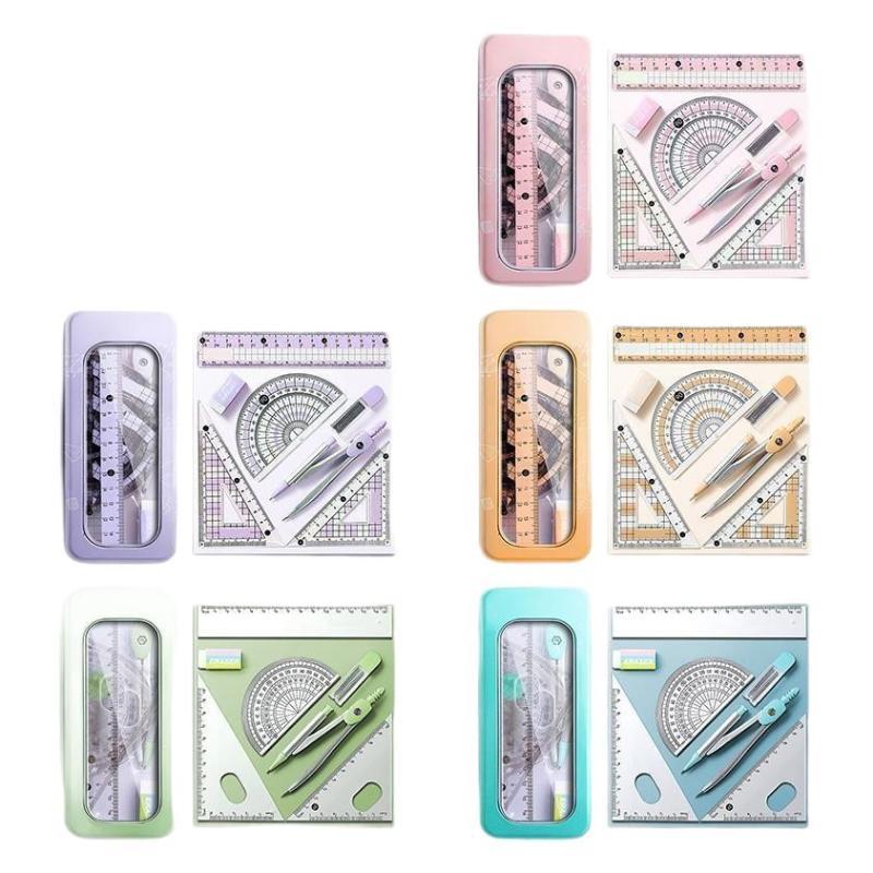 Ruler 8-Piece Set Student-Specific Compass Measuring Angle Ruler Triangle Ruler Ruler Full Set Of Ruler Stationery Gift Package