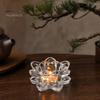 Decorative Glass Candle Holder Crystal Lotus Flower Tealight Holders, Tea Light Candlestick Decor Thick with Deep Grooved Plate, Multifunctional
