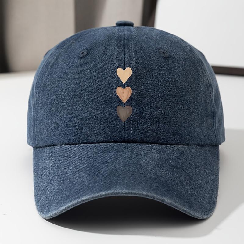 Comfortable style women's casual baseball cap with adjustable heart-shaped print design outdoor activities and sun protection