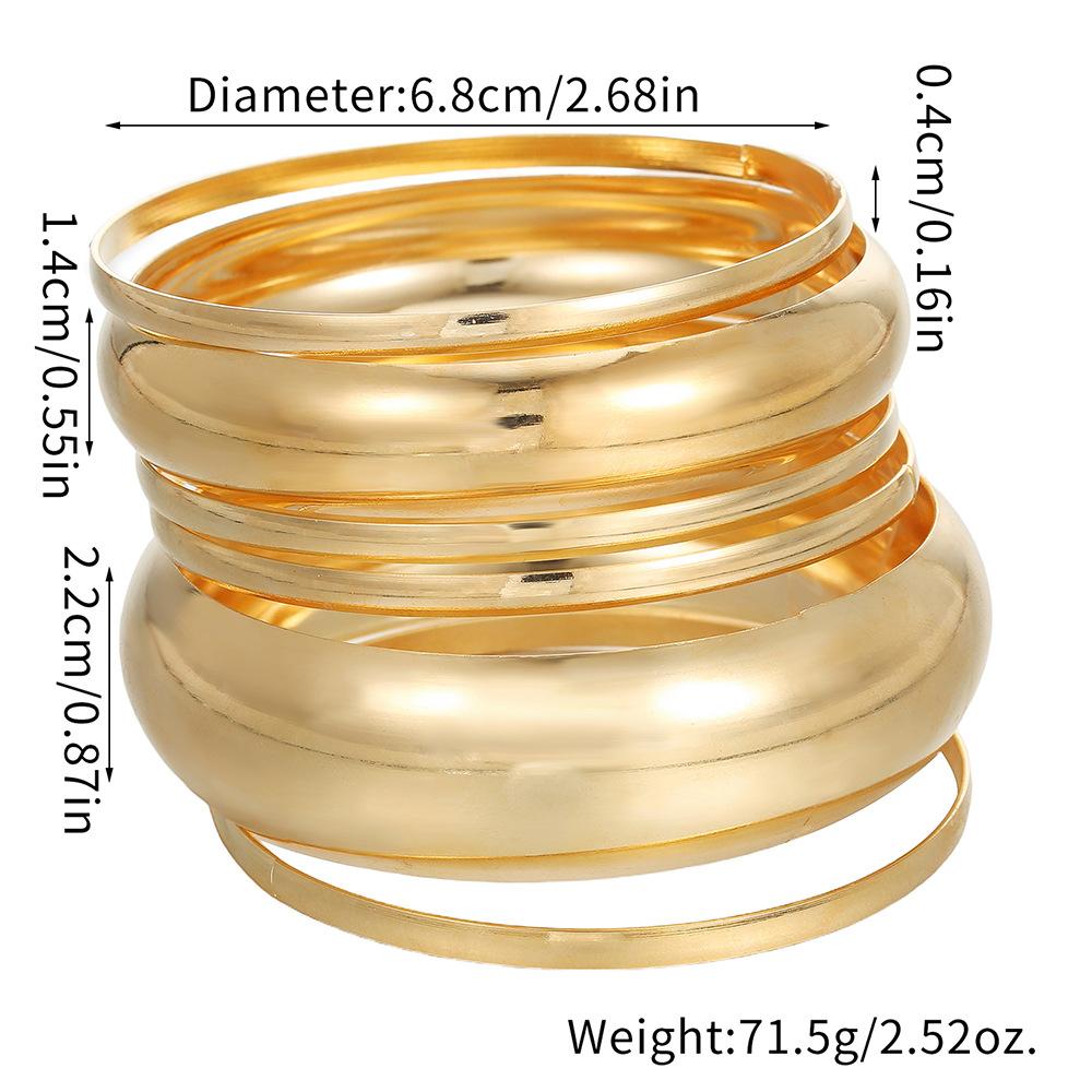 Women's jewelry fashion exaggerated metal arc plain ring bracelet bracelet wide face multi-layer simple bracelet