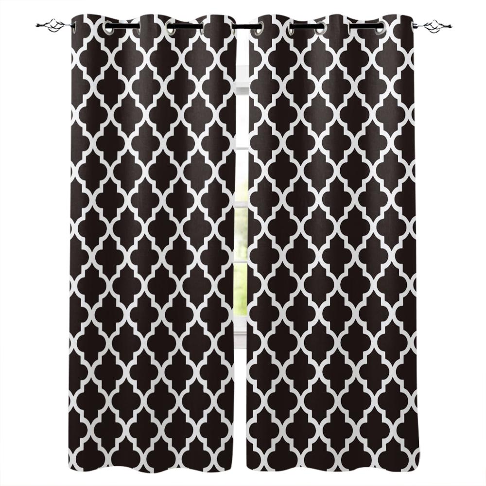 Современные марокканские черно-белые шторы — фото 7