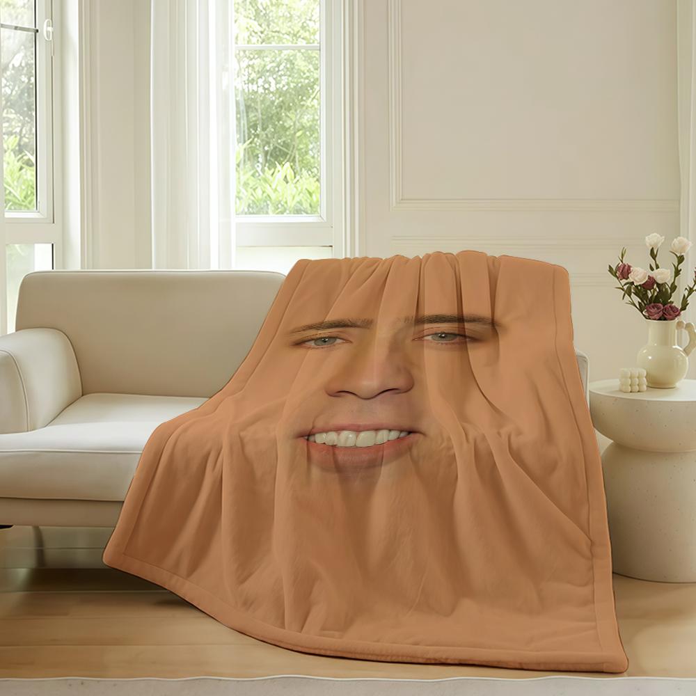 Lustiger Druck N-Nicolas C-Cage Decke Für Sofa Büro Bett Flugzeug Reisen Schlafen Lesen Entspannen Camping Weich Und Warm