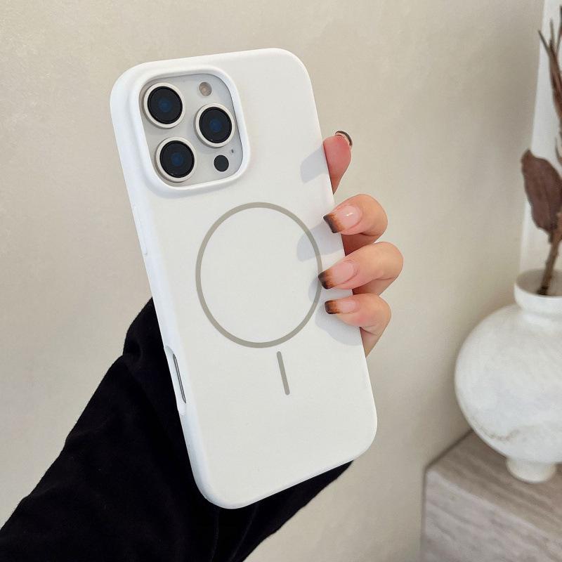 

Solid Color Magnetic Frosted Silicone Case for iPhone 15 Pro Max (16, 13/14) 14 Pro