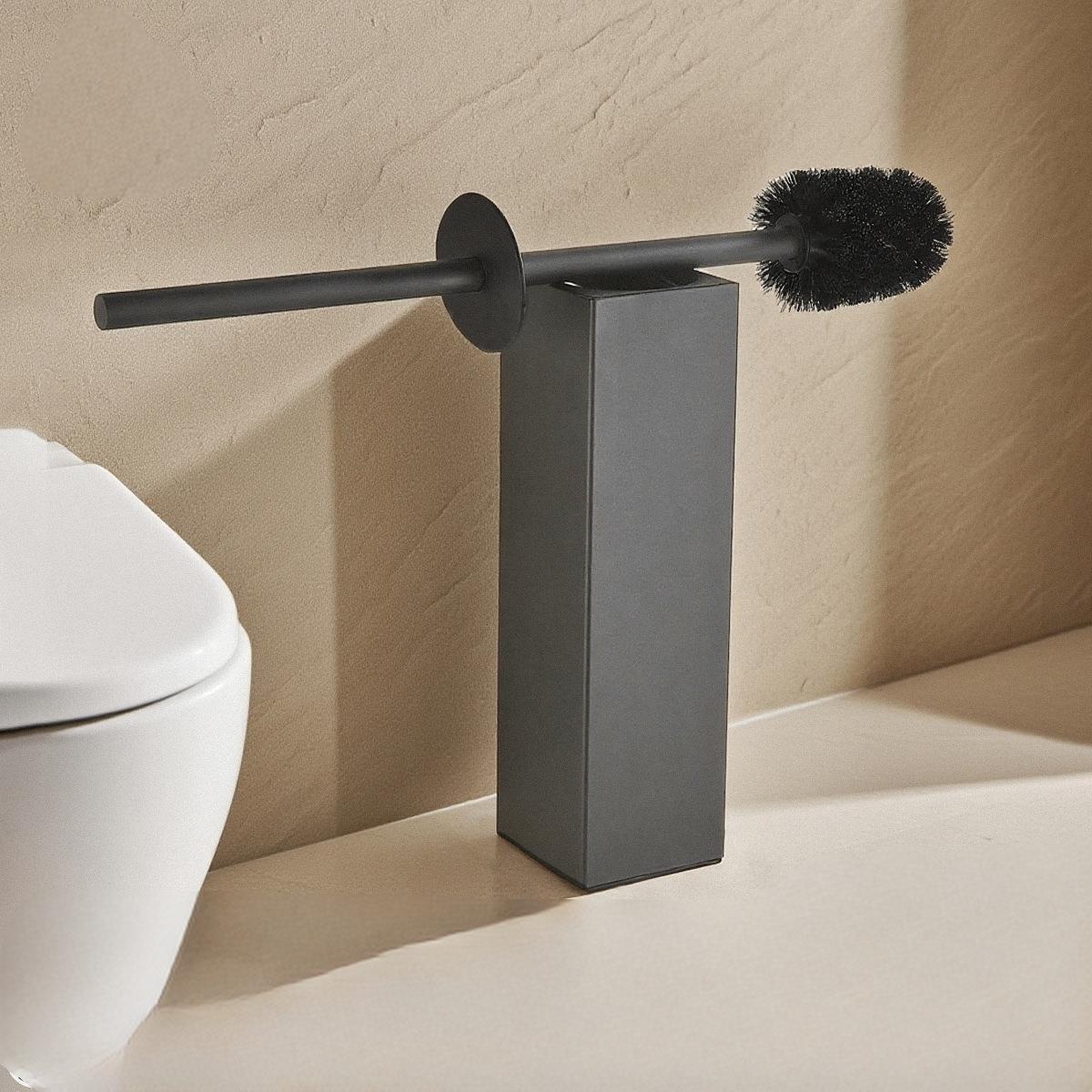 Bathroom Toilet Brush Holder Set Stainless Steel Black Square Cleaning Tools Vertical Toilet Brush Bathroom Cleaning Accessories