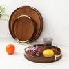 Household Bamboo Light Luxury Tea Set Tray Simple Style Round Fruit Tray Vintage with Handle Tableware Tray Afternoon Tea