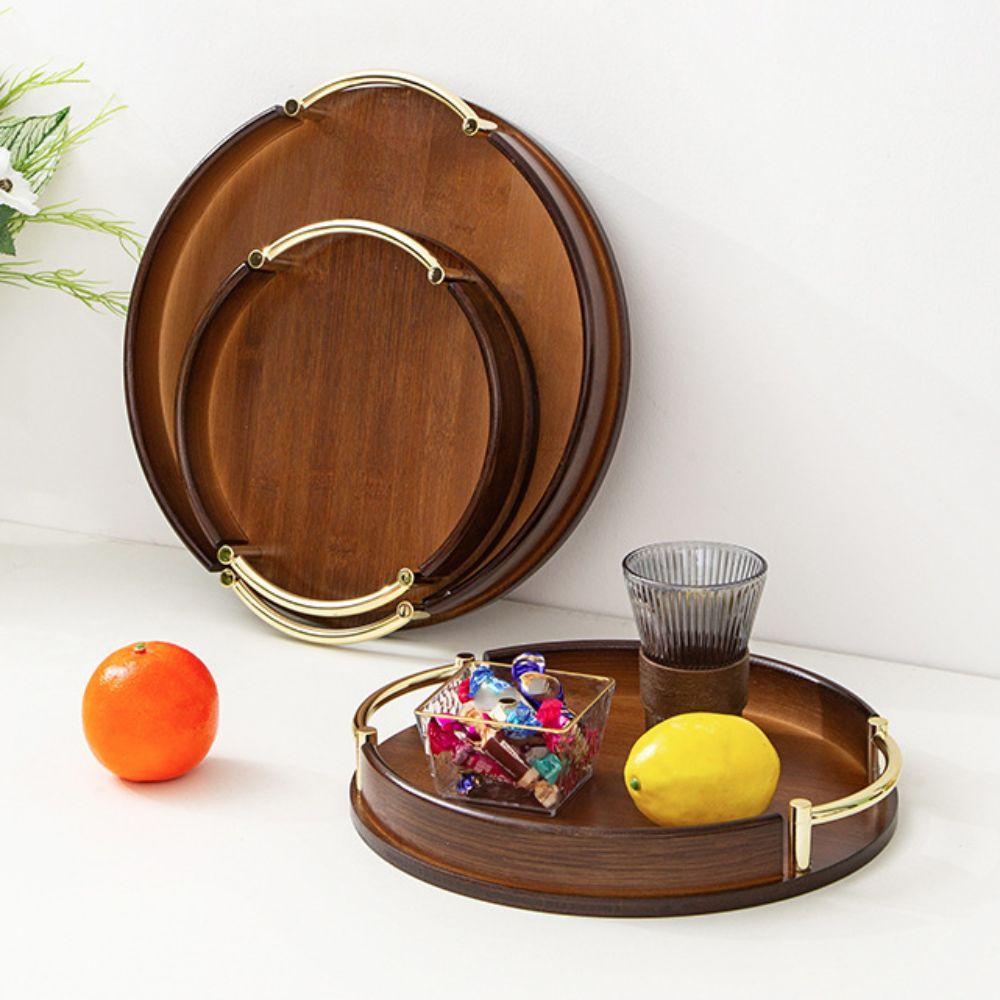Simple Style Fruit Tray Round Food Plate Practical Light Luxury Tea Set Tray Afternoon Tea