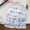 Baby Cartoon Sleeveless Vest And Shorts Summer Set For Toddler Boys And Girls