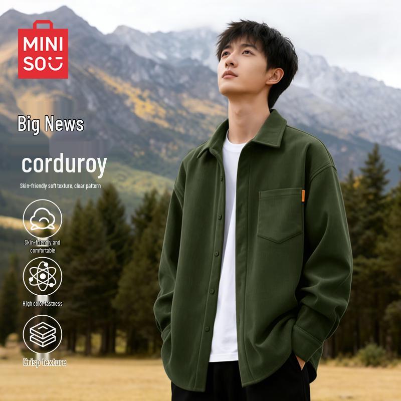 MINISO Men s Corduroy Long Sleeve Shirt M