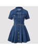 Women's Denim Short-Sleeve Cardigan Dress
