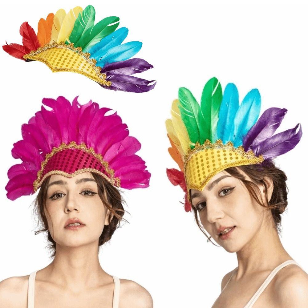 Vibrant Elegant Feather Headdress Adjustable Headwear Peacock Headpieces Carnival