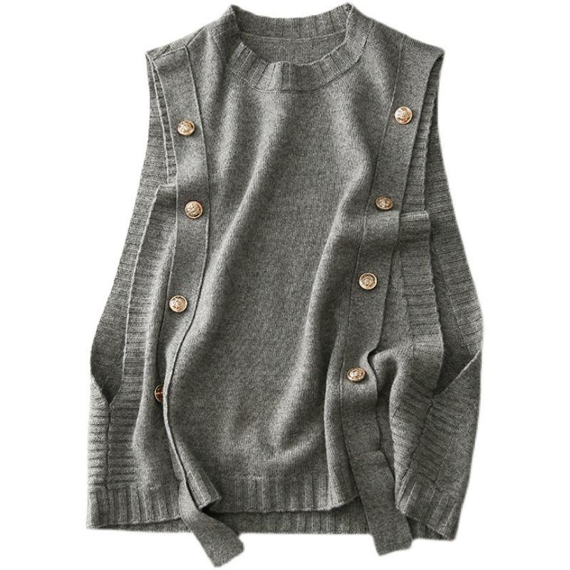 Casual Fashion Knitted Sweater Spring and Autumn Vest Temperament Thin Age-reducing Knitted Vest Top Tide