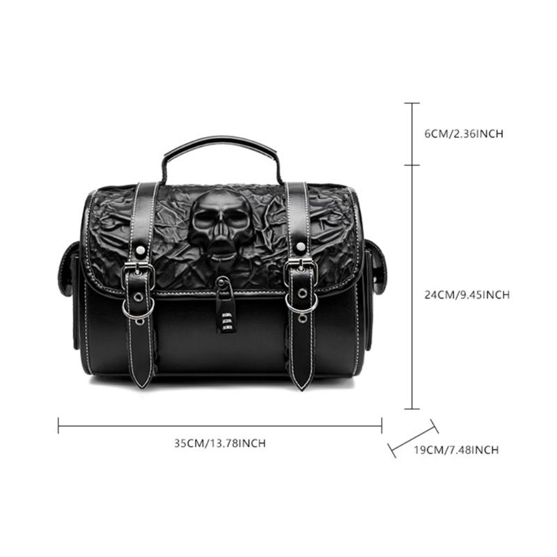Kantige Totenkopf Motorrad Satteltasche Synthetisches Leder Werkzeugtasche mit Gothic-Stil & Geräumigem Innenraum für Motorräder