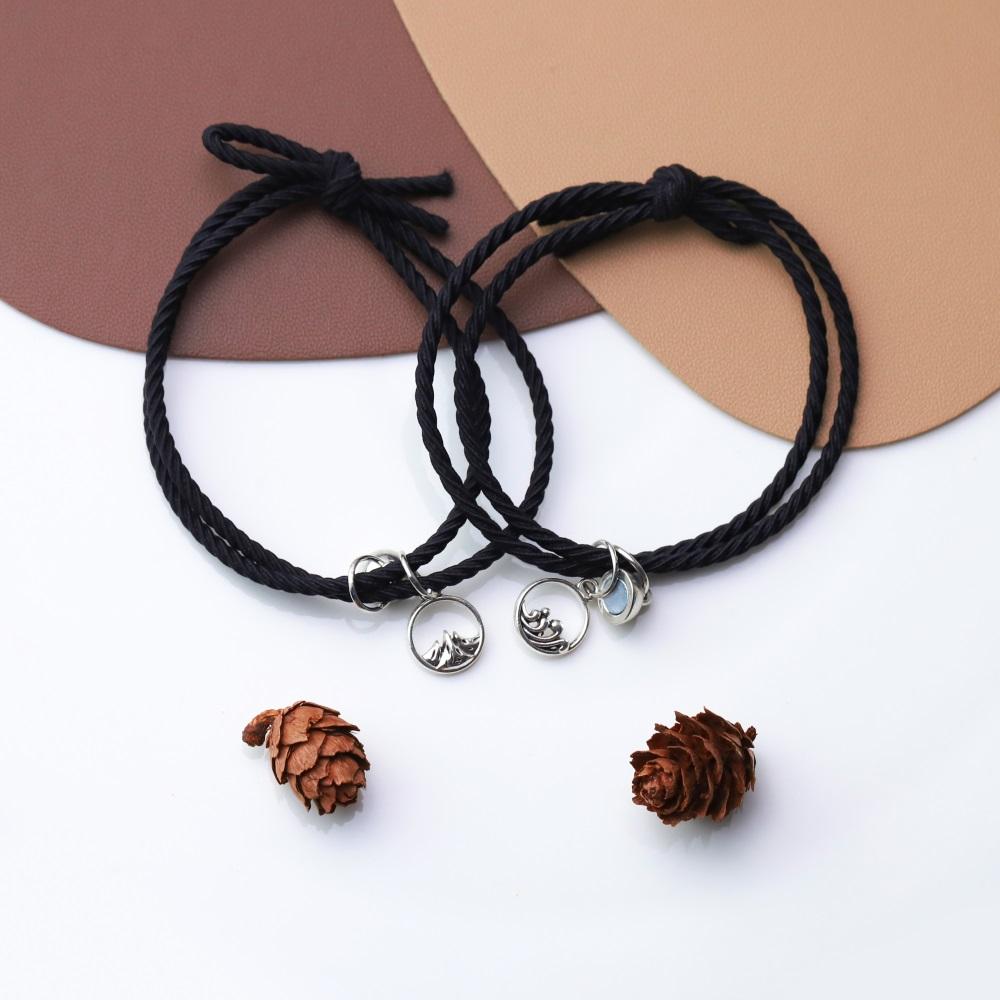 Band Couple Bracelet Magnet Paired Rubber for Lovers Distance Bracelet Women Men Braided String Bracelet Friendship Jewelry Gift