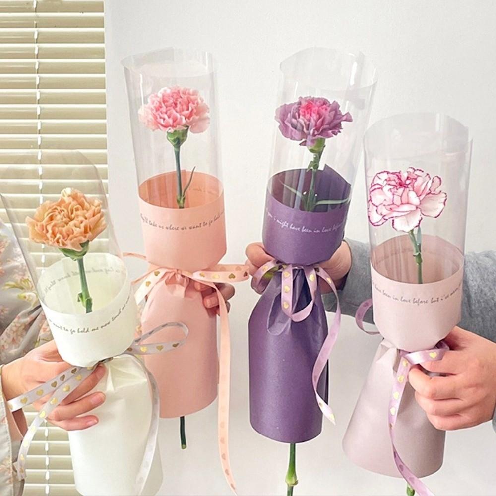 20 Pieces Romantic Single Flower Wrapping Bags Waterproof Bouquet Packaging Bag Graduation Party